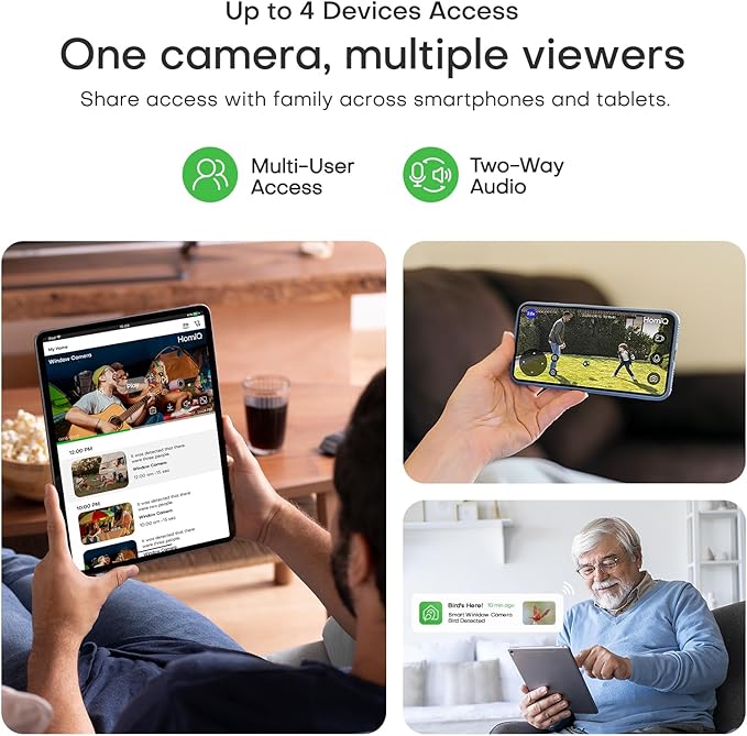 5MP 3K Window Camera for Home Security, 5G&2.4Ghz WiFi Human Detection Alert, AI Full Color Night Vision with Anti-Glare-Reflection 24/7 Events Recording, Easy Magnetic Mount for House/Apartment