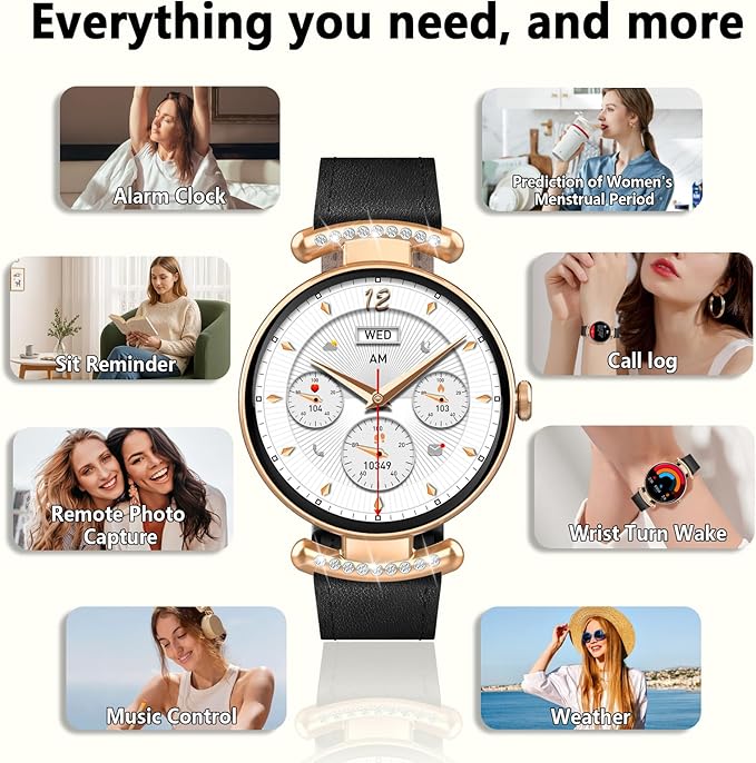 Smart Watches for Women Android IOS, 1.2'' AMOLED Ultra-Clear Screen Fitness Trackers with Bluetooth Call (Answer/Make), Smartwatch with Heart Rate,Sleep Monitor, IP68 Waterproof,100+ Sports Mode