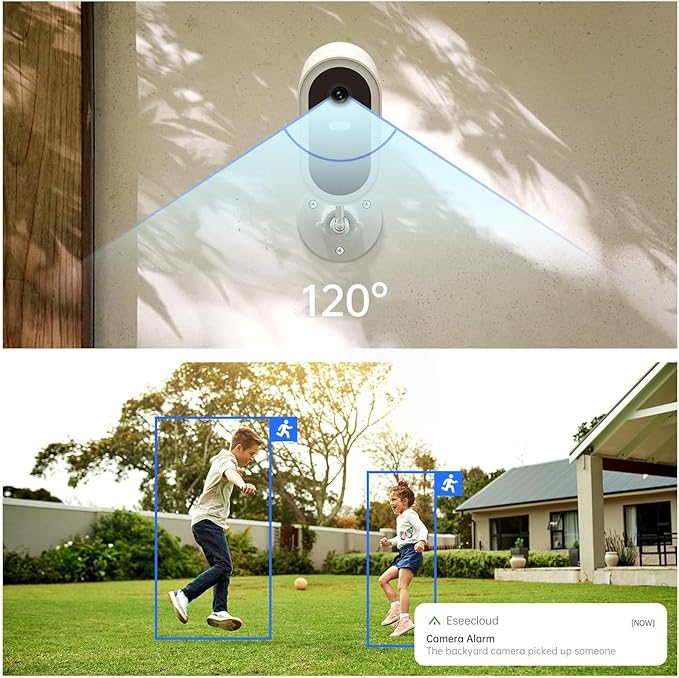 Security Cameras Wireless Outdoor, 2K Battery Powered WiFi Camera with AI Motion Detection, Spotlight Siren Alarm, Color Night Vision, 2-Way Audio, Waterproof Home Surveillance, Cloud/SD Storage