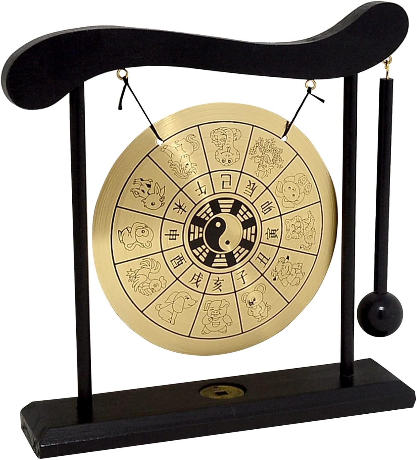 Zen Art Brass Feng Shui Desktop Zodiac Gong for Decor W1649