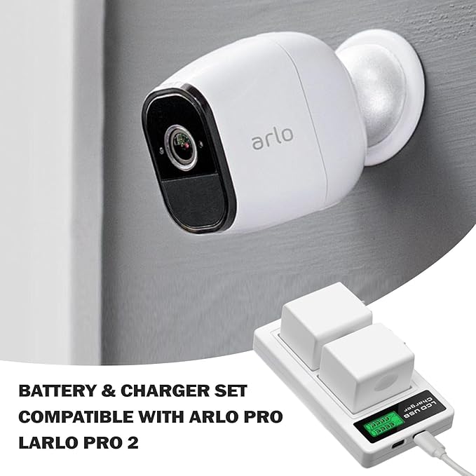 2 Pack Rechargeable Batteries 7.2V/2440mAh/17.57Wh with Charging Station for Arlo Pro/Pro 2 Cameras(Charger Included)
