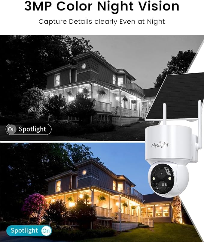 Security Cameras Outdoor Wireless, No Subscription, 4 Cam-Kit, 128G Local Storage HomeBase, 2K Solar Security Camera Wireless System with 360° Pan & Tilt, Color Night Vision, Motion Detection