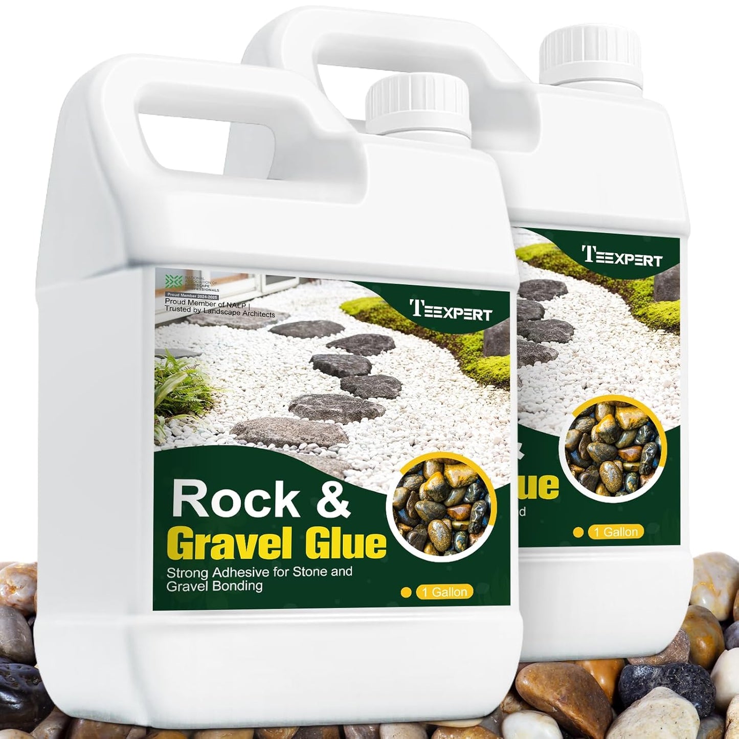 Teexpert 2 Gallon Rock Glue for Landscaping â Strong Pea Gravel Binder & Stone Adhesive for Walkways, Yards, Patios, and Driveways