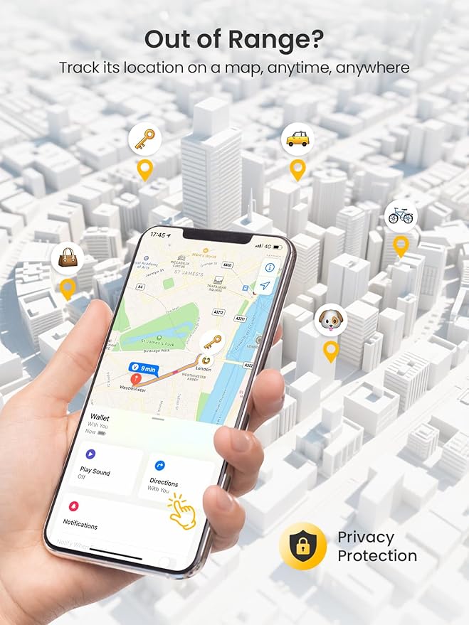 Wallet Tracker Card – Works with Apple Find My [Apple MFi Certified, iOS Only], Slim 1.65mm Bluetooth Item Finder, IP68 Waterproof, Wireless Rechargeable GPS Locator for Wallet, Keys & Luggage