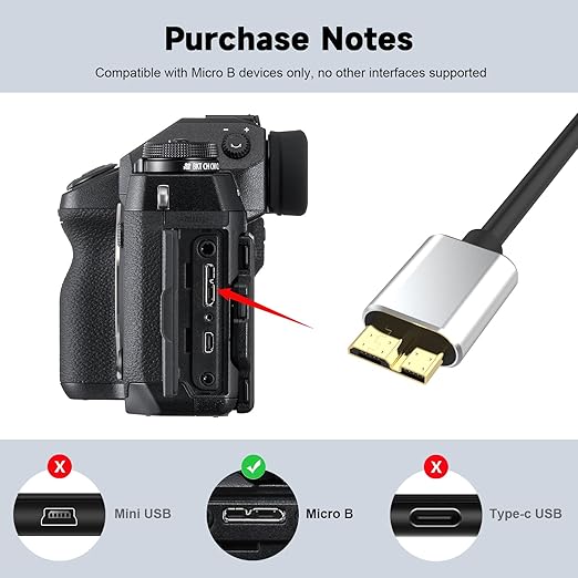 USB C External Hard Drive Cable, 5Gbps USB C to Micro B Cord Wire for Seagate Toshiba Canvio, WD My Passport LaCie PS5 Game Drive Camera Compatible with iPhone 15,16, MacBook Pro/Air Tablet