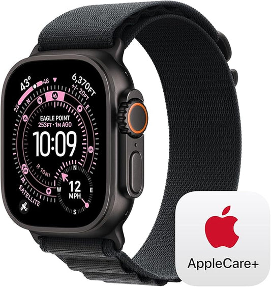 Apple Watch Ultra 3 [GPS + Cellular 49mm] Running & Multisport Smartwatch w/ Rugged Titanium Case w/ Black Alpine Loop - L w/ AppleCare+ (2 years)