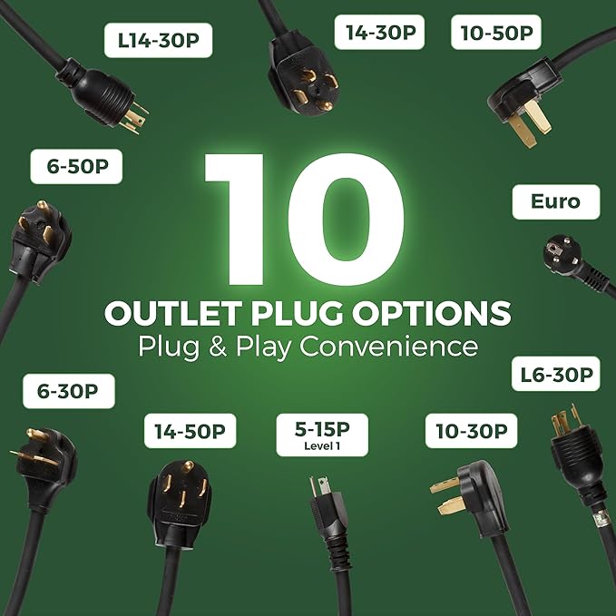 PRIMECOM Level 2 Electric Vehicle (EV) Charger (220V / 240Volt, 16Amp) Portable EVSE Smart Electric Car Charger, 30', 40', and 50 Feet Lengths (NEMA L14-30P, 35 Feet)