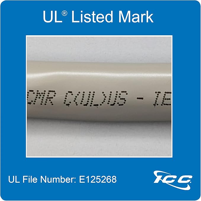 ICC Female to Open End 25-Pair Telco Cable 5ft - Cat3 24AWG, 100% Solid Pure Copper, Gray Riser CMR Cable with 90-Degree 50-Pin Telco Connector for Voice and Low Data PBX Applications, 5 Feet