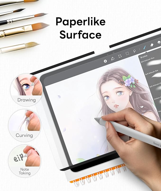 EIP Detachable Paperfeel Screen Protector for Google Pixel Tablet 2023, Reusable Nano Tech, Easy Install & Detach, Anti-glare, Draw and Sketch Like on Paper