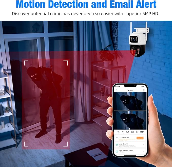 Fuers Wireless Security Camera System, 5MP 8CH NVR with 1TB HDD, 4Pcs 3MP Dual Lens WiFi Cameras Home Surveillance Outdoor Indoor, Motion Detection, Auto Tracking,2-Way Audio,Color Night Vision