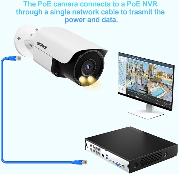 8MP Bullet IP PoE Camera, Smart Dual Light Security Camera, Color Night Vision, Waterproof Outdoor IP67, Two-Way Audio, Wide Angle 110° 2.8mm Lens, Human Vehicle Detection, INB8BD37Y