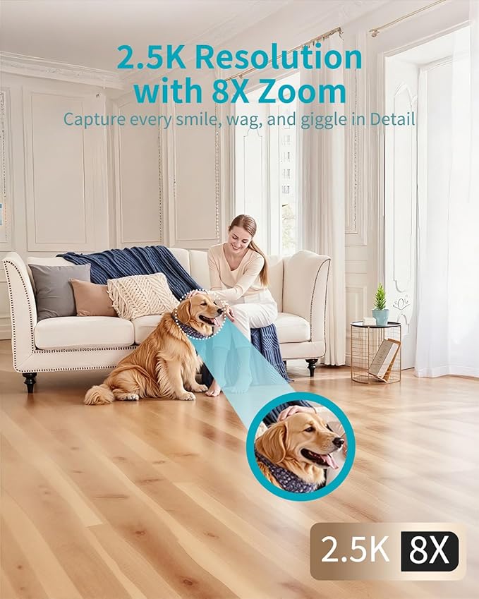 VIMTAG 2.5K Indoor Cameras for Home Security, 360° Pan/Tilt Pet Camera with Phone App for Dog/Cat, 5G/2.4GHz WiFi Security Camera Indoor for Nanny/Baby/Room, Night Vision, 2-Way Audio, Cloud & SD Card