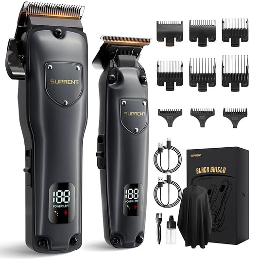 SUPRENT Hair Clippers for Men Professional, USB-C Rechargeable Cordless Clippers for Hair Cutting, Mens Hair Clippers and Trimmer Kit for Barber with LED Display for Barbers & Home Use