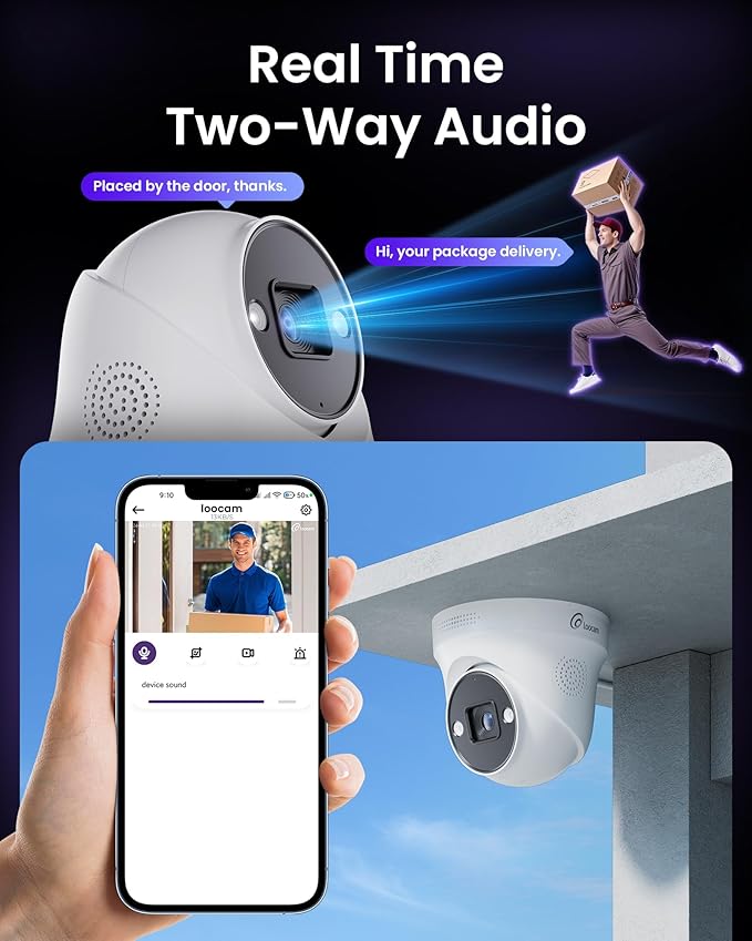 Loocam POE Security Camera System 4K - 4pcs 8MP Bullet Cameras Color Night Vision, Two Way Audio, AI Person/Face/Vehicle Detection, 8CH 8MP NVR, 2TB HDD for 24/7 Recording NVR Security Camera System