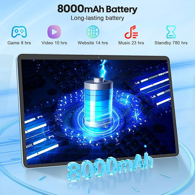 2026 11 inch Tablet, Android 15 Tablet with Keyboard, 24GB RAM+128GB ROM(2TB Expand), 8000mAh, Gemini AI, 2.4G/5G WiFi, BT5.0, GMS, Octa-core, 2 in 1 Tablets with Case, Mouse, Stylus(Green Case)