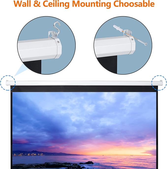 SUPER DEAL 100'' 16:10 HD Projection Screen Foldable Anti-Crease Portable Projector Movie Screen Manual Pull Down for Home Theater Presentation Education Outdoor Indoor Public Display, White