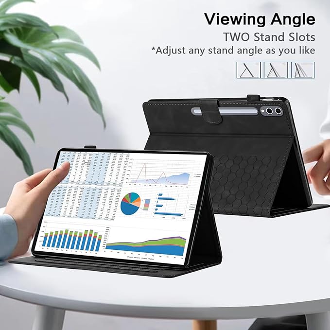 Case for Samsung Galaxy Tab S10 Plus 2024/ S9 FE Plus 5G 12.4 Inch 2023, Multi-Angle Viewing Smart Stand with Pocket Auto Wake/Sleep PU Leather Tablet Cases Flip Folio Cover Black