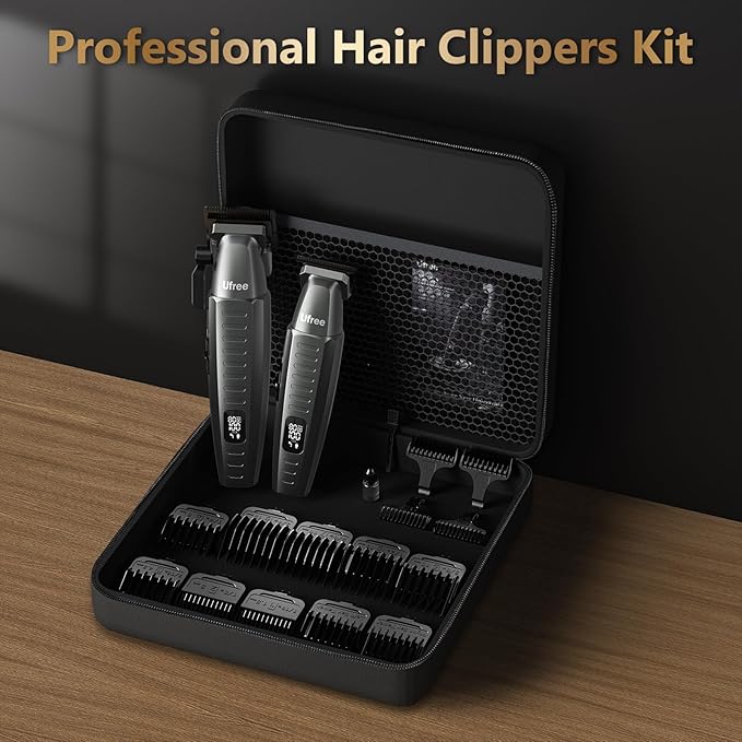 Ufree Professional Hair Clippers for Men with Bag, Mens Clippers and Trimmers Set, Barber Clippers Set, Electric Beard Trimmer, Gifts for Men, Gray