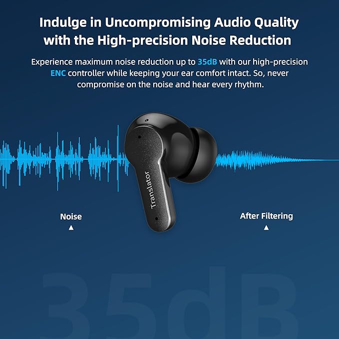 M3 AI Translation Earbuds Real Time, Language Translator Device in 144 Languages, 3-in-1 Offline Two-Way Audífonos Traductores, Live Translate Headphones, No Subscription Required (Black)