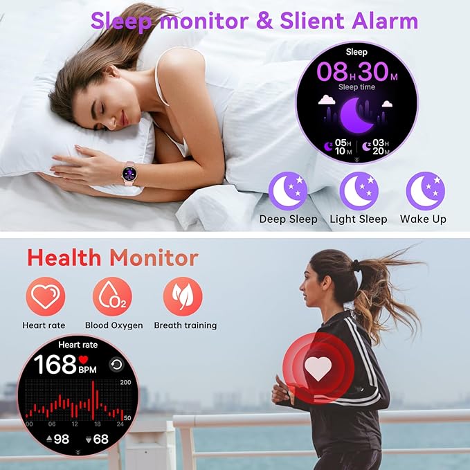 Smart Watch for Women Fitness Tracker: Waterproof Digital Mens Watches Make Answer Call Smartwatch for Android Phone iPhone Samsung Compatible Step Running Pedometer Sleep SpO2 Heart Rate Monitor