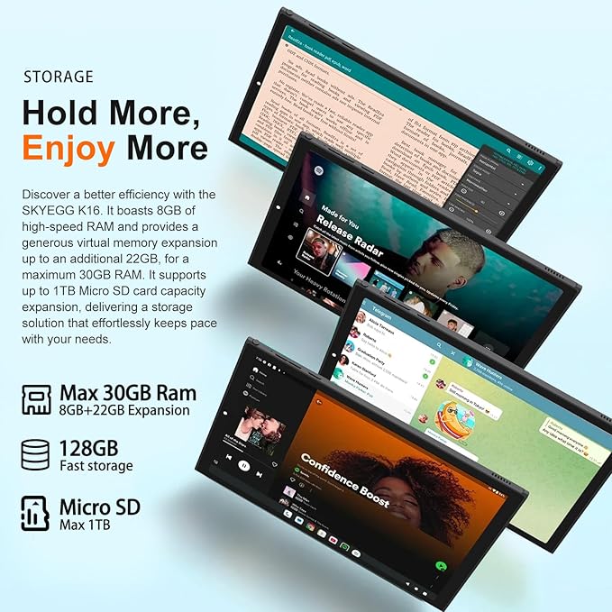 2025 Android 15 Tablet 10.1 Inch Tablets, 30GB RAM 128GB ROM 1TB Expand, 8000mAh Battery, BT5.0, 2.4/5G Wi-Fi 6, Metal Body with Keyboard & Mouse, Gemini AI, Widevine L1 HD IPS Display - Black