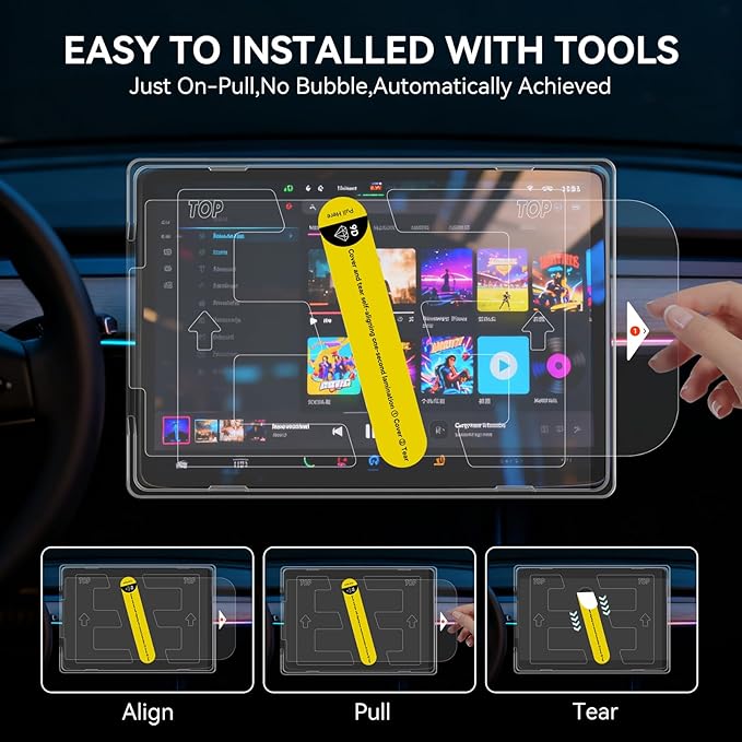 OZPYKAE 2 Pcs/Set Screen Protector for Tesla Model Y Juniper & Model 3 (2024~2026),15.4 Inch No Glare & Fingerprint Matte Tempered Glass Protector for Model 3 /New Model Y Juniper Accessories With Installed Kit