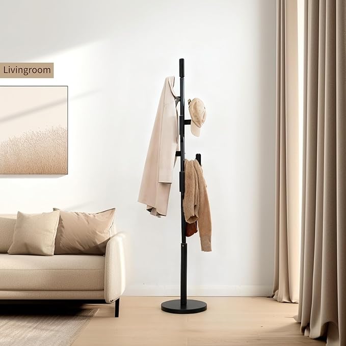 Bamboo Cactus Coat & Clothes Rack Stand, Standing Freestanding Clothing Racks with 6 Hooks for Adults & Kids, Heavy Duty Modern Entryway Living Room Bedroom Corner Coat Rack cactus-3