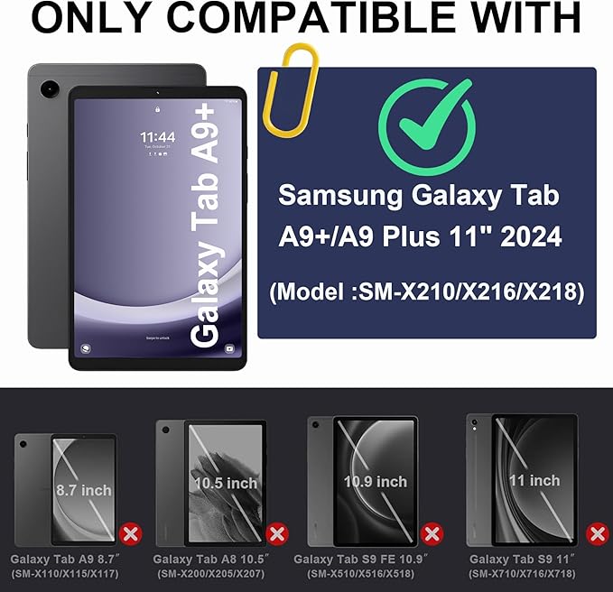 Rantice Case for Samsung Galaxy Tab A9+ 11”, Heavy Duty Shockproof Rugged Protective Case with Kickstand for Samsung Galaxy Tab A9+ / A9 Plus 11” 2023 (SM-X210/X216/X218), NavyBlue+Grey