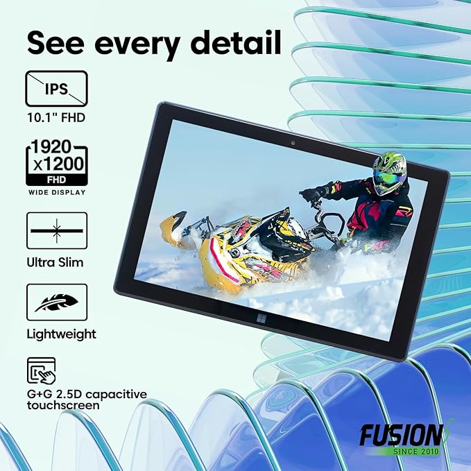 Fusion5 Built in USA 10.1” Windows 11 Professional Full HD Tablet PC - 8GB RAM 256GB SSD, Ultra Slim, Intel Quad-Core, 10 Inch Windows Tablet, USB, HDMI - 2 Year Full Warranty with Accidental Damage