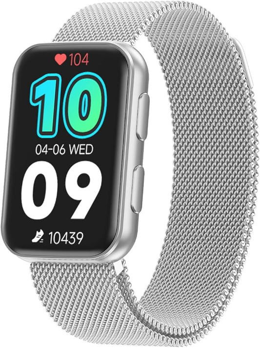 MorePro Health Fitness Tracker with Blood oxy-gen Monitor and 24/7 Heart Rate and Blood Pressure, Sleep Monitor, 120+ Sport Modes Waterproof Fitness Watch for Women Men Android iOS, Sliver
