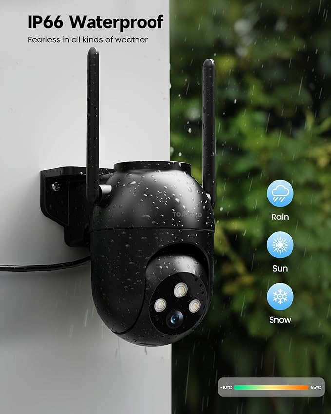 2Pack Security Camera Outdoor Wired: 3MP Camera for Home Security Outside 2.4G/5G WiFi Homekit System Outdoor Plug in Dome Surveillance Video Cam 360° Auto Tracking Color Night Vision 24/7 Recording