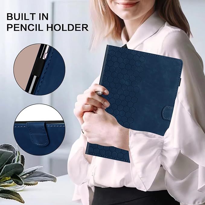 Case for Samsung Galaxy Tab S10 Lite/S10 Fe/S9 Fe 10.9" /S9 11" Tab Cases Multi-Angle Viewing Smart Stand with Pocket Auto Wake/Sleep PU Leather Tablet Flip Folio Cover Blue