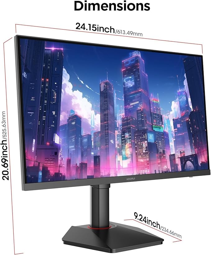 KOORUI 27 Inch 1440p Gaming Monitor 200Hz, 1ms, Fast IPS Screen, HDR400, 95% DCI-P3 Color Gamut, Height/Pivot/Tilt Adjustability, Adaptive Sync Technology, HDMI & DP Ports, 2K Monitor, Black, G2722P