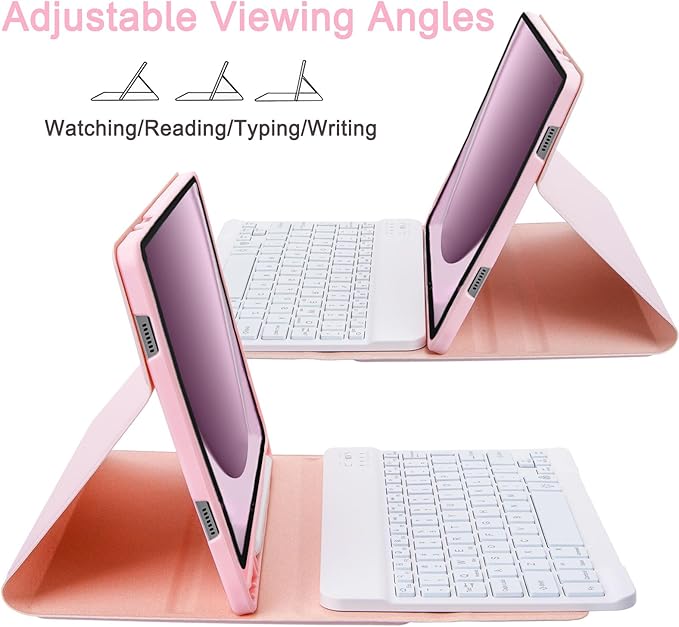 Keyboard Case for Samsung Galaxy Tab A9+/A9 Plus 11 Inch 2023 (SM-X210/X216/X218), Detachable Color Backlit Bluetooth Keyboard and Mouse, Slim Lightweight Stand Cover with Pen Holder (Pink)