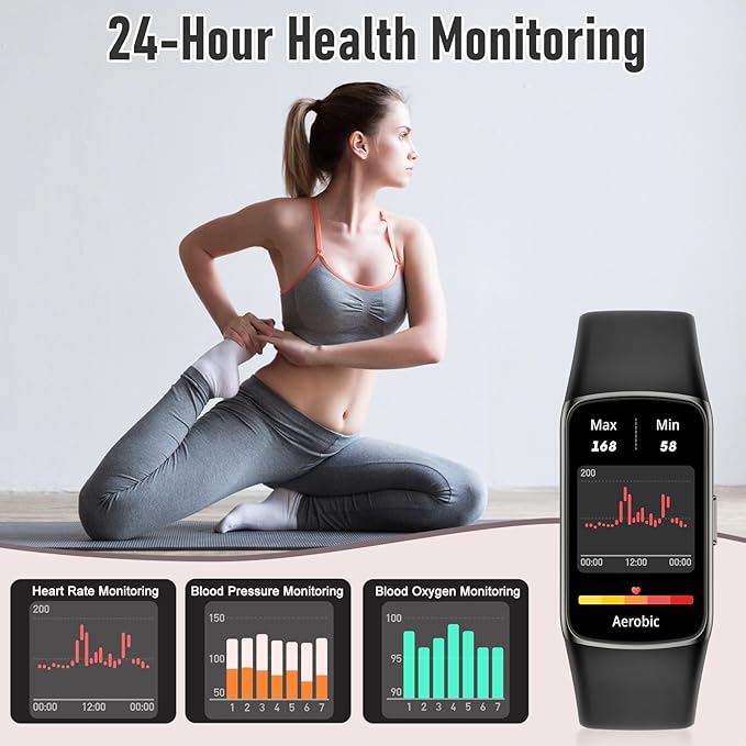 Fitness Tracker with 24/7 Heart Rate, Blood Pressure Blood Oxygen Sleep Monitor, 123 Sports Modes Calories Smart Watch,IP68 Waterproof Step Counter Activity Trackers Pedometer for Women Men