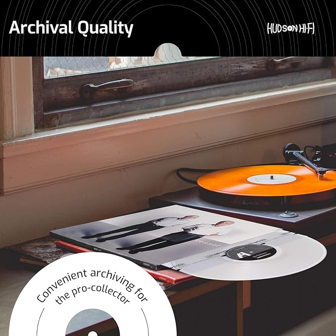 Hudson Hi-Fi Anti-Static Vinyl Record Inner Sleeves 50 Pack - Durable Clear Disc Sleeves- Protect Your LP Albums from Scratches, Dust & Dirt - Acid-Free Rice Paper Interior Disc Covers