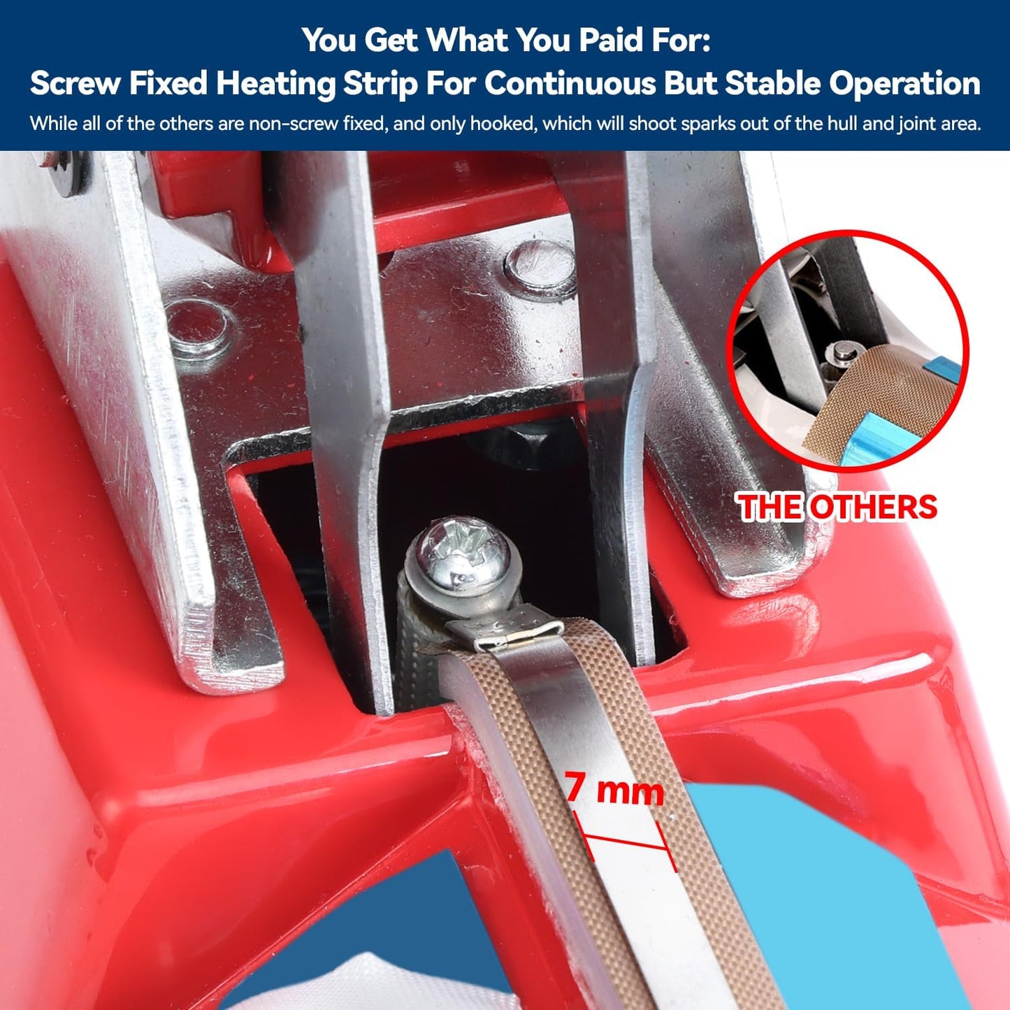 Sealer Pro, 12-inch Super Impulse Heat Bag Sealer, 7-mm Sealing System with Patent for Never Burn Out, Antioxidant Aluminium Shield, Copper Transformer, Built-in Fuse Safety System, Red
