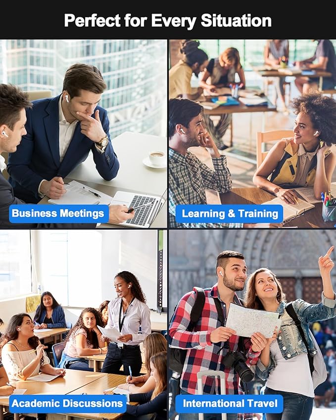 AI Language Translator Earbuds,Instant Translation,3-in1 English-Spanish Translation Device,Seamless Global Conversations, AI Bluetooth Earbuds with Charging Dock for Travel, Meetings, and Study