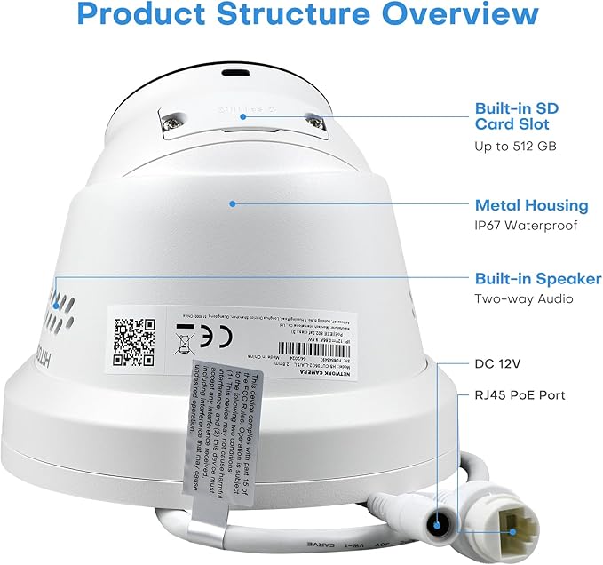 5MP Outdoor PoE IP Turret Camera, Sound & Light Alarm, Active Deterrence, Smart Color Night Vision (98ft), 2-Way Audio, AI Human/Vehicle Detection, Full Metal IP67, 115°Wide Angle, 120dB WDR