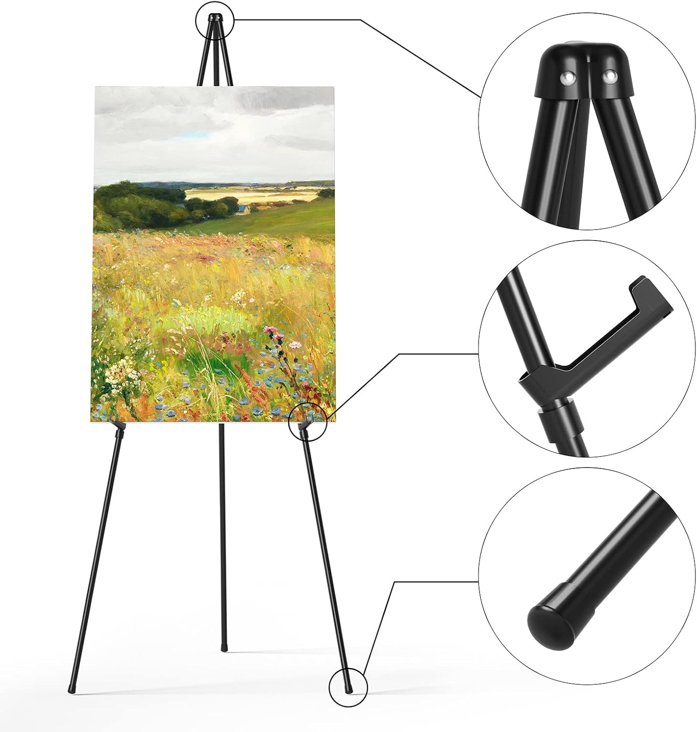Easel Stand for Display, Aredy 63" Portable Painting Easel, Lightweight Metal Easels for Painting Canvas, Wedding Sign (4 Pack)