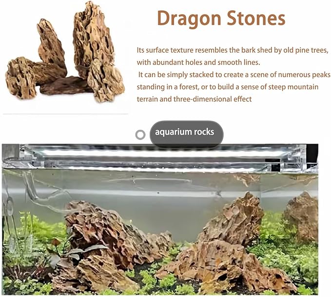 Aquarium Rocks Dragon Stone Natural Hardscape Stone for Aquariums, Fish Tanks, Bonsai, Terrariums, Wargaming Dioramas, Indoor or Outdoor Gardens-5Lb(2-6 Inch)