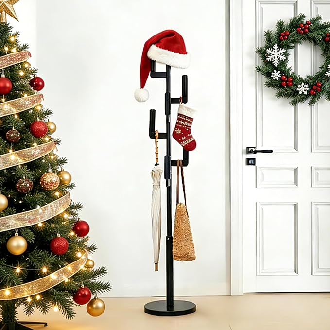 Bamboo Cactus Coat & Clothes Rack Stand, Standing Freestanding Clothing Racks with 6 Hooks for Adults & Kids, Heavy Duty Modern Entryway Living Room Bedroom Corner Coat Rack cactus-3