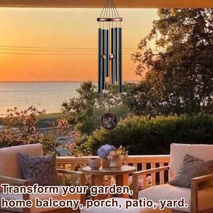 Wind Chimes for Outside, Hummingbird Deep Tone Vintage Wind Chime Outdoor Clearance, Sympathy/Memorial/Festivals/Birthday Gift for Mom Dad Grandma, Home Garden Patio Decor (34" Hummingbird)