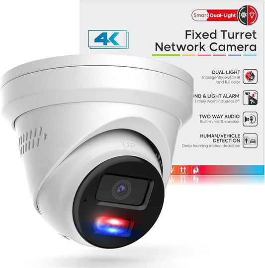 8MP Active Deterrent IP Camera, 4K PoE Camera Outdoor w/Red-Blue Alarm Lights & Sound, 98FT Smart Color Night Vision, 2-Way Audio, AI Human/Vehicle Detection, Full Metal IP67, 127°Wide Angle