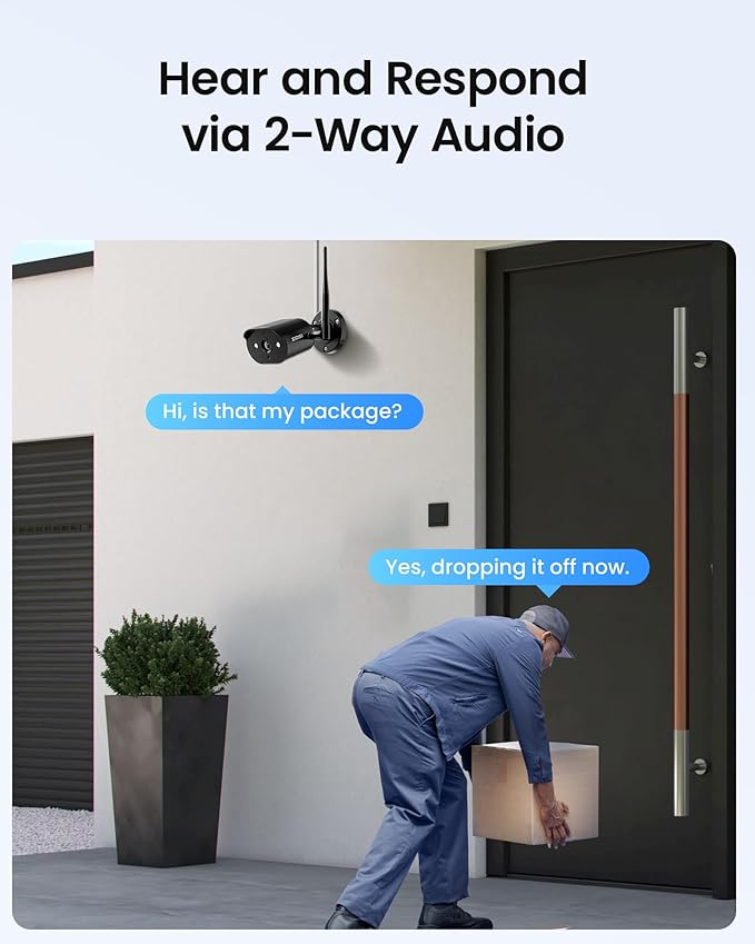 ZOSI 2K Wi-Fi 6 Security Camera System, 4PACK 3MP Plug-in WiFi Cameras Indoor Outdoor, Person Detection, Color Night Vision, 2 Way Audio, Light & Siren Alarms, Remote Monitoring, 8CH 4K NVR, 1TB HDD