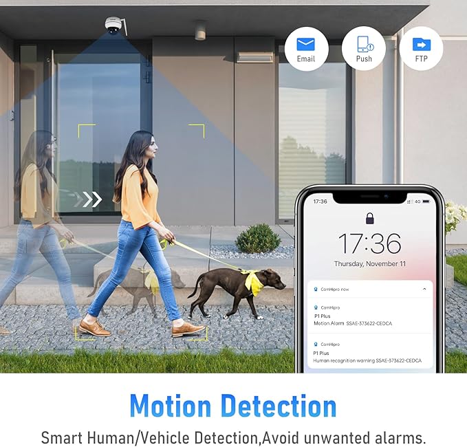 JideTech [Update] 5MP PTZ WiFi Camera Outdoor, 5X Zoom IP Dome Camera with Auto-Tracking, Human/Motion Detection, 2-Way Audio, 128G SD Card Slot, Night Vision, IP66 Waterproof