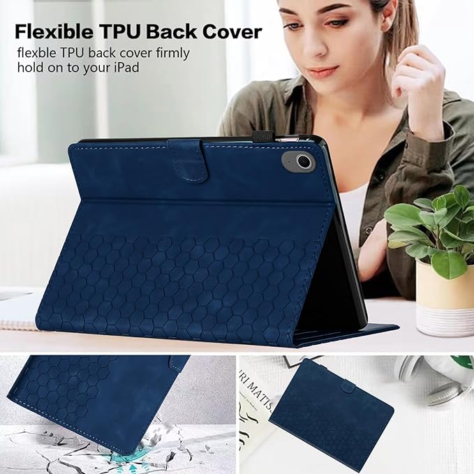 Case for Samsung Galaxy Tab S10 Lite/S10 Fe/S9 Fe 10.9" /S9 11" Tab Cases Multi-Angle Viewing Smart Stand with Pocket Auto Wake/Sleep PU Leather Tablet Flip Folio Cover Blue