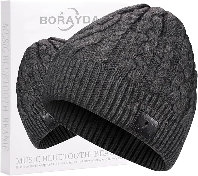 Bluetooth Beanie, Bluetooth 5.2 HD Stereo,30 Hours Play time,Built-in Microphone, Men's/Women's Christmas Electronic Gift (Charcoal)