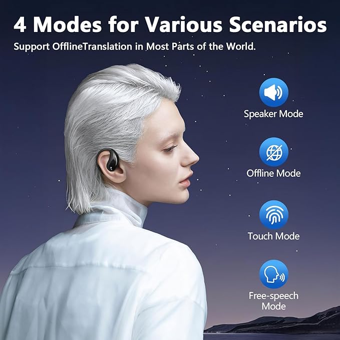 AI Translation Earbuds Real Time, Translator Earbuds 164 Languages & Accents, Audifonos Traductores Inglés Español,Translation Device for Travel Business Learning Compatible with iOS and Android