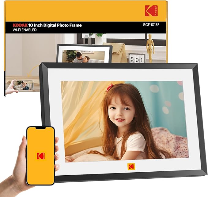 KODAK 10.1 Inch WiFi Digital Picture Frame,1280x800 HD IPS Touch Screen, Electronic Smart Photo Frame with 32 GB Memory, Auto-Rotate, Instantly Share Photos/Videos Anywhere